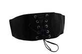 Black Faux Leather Elastic Corset Fashion Tie Belt Hip High Waist Size S M